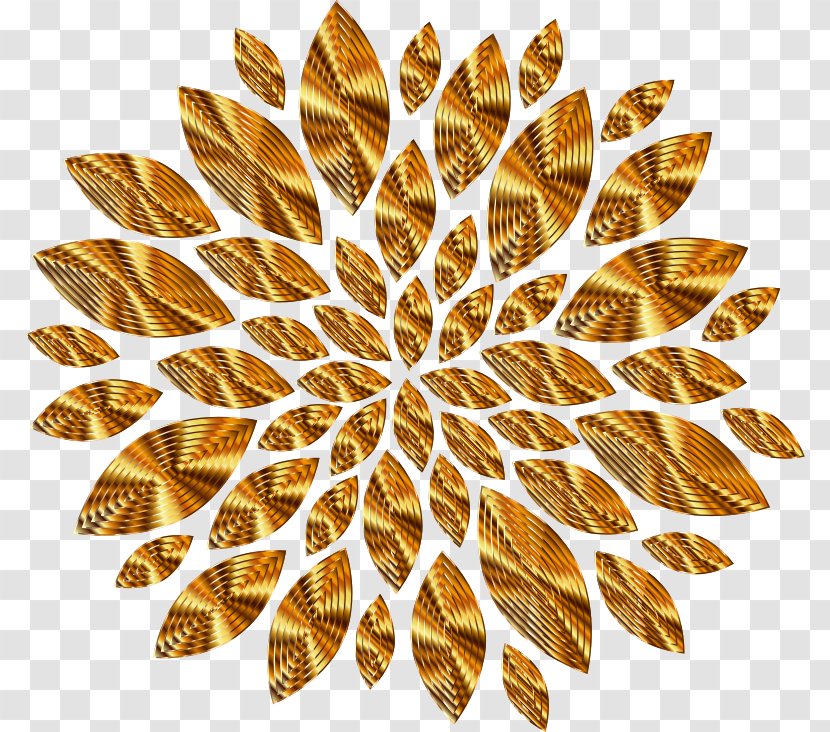 Flower Petal Clip Art - Gold Flowers Transparent PNG