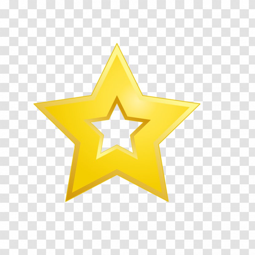 Yellow - Symmetry - Double Heart Metal Five Pointed Star Transparent PNG