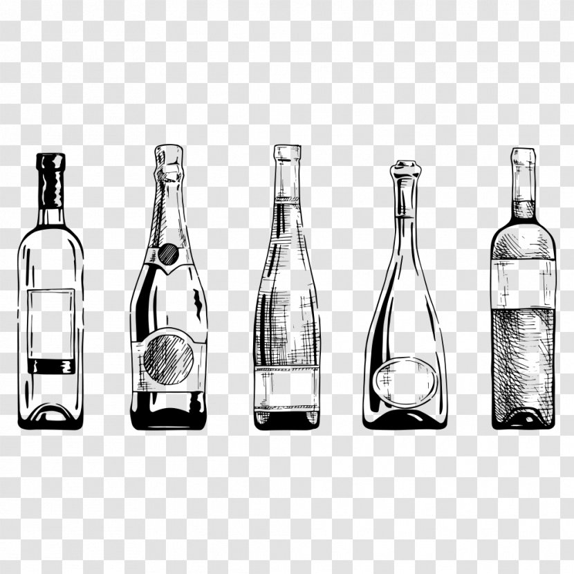Port Wine Champagne Bottle - Glass - Sketch Transparent PNG
