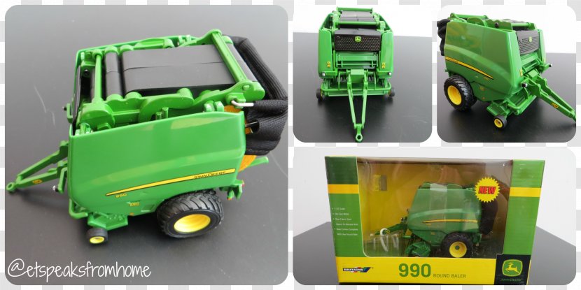 Model Car John Deere Tractor Baler Die-cast Toy - Grass Transparent PNG