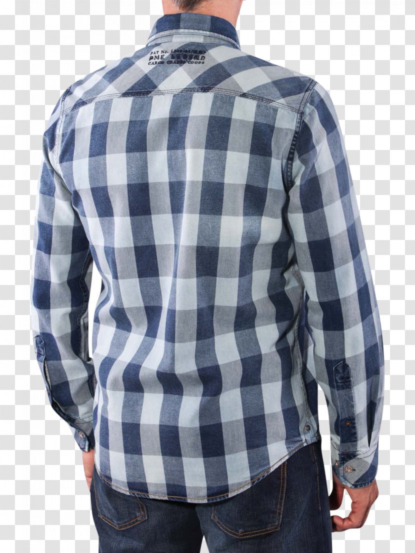 Dress Shirt Tartan Denim Button Collar - Blue Transparent PNG