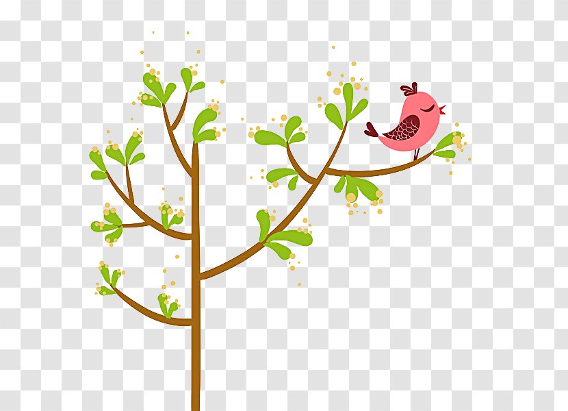 Bird Tree Cartoon Red - Comics - Green Transparent PNG