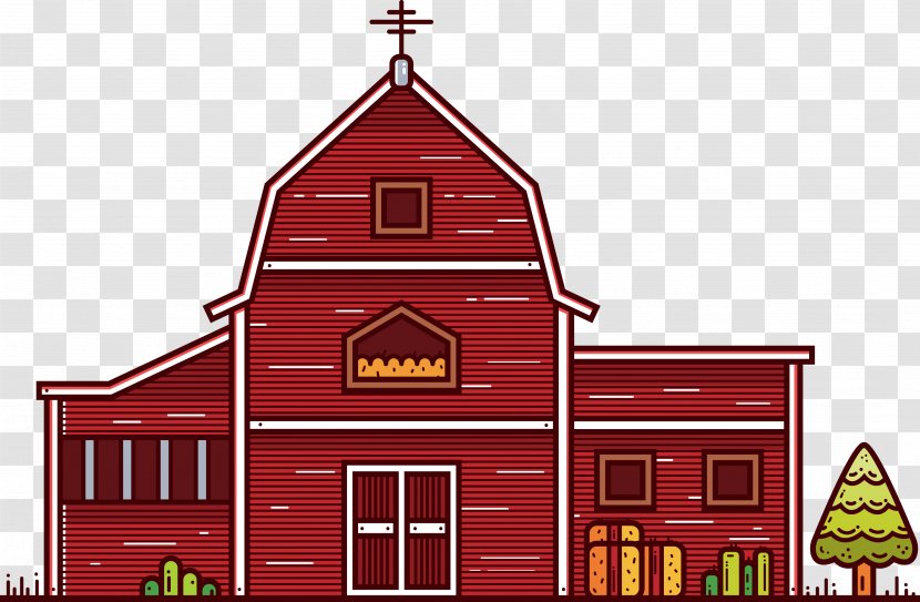 Building Architecture Cartoon - Country Barn Vector Transparent PNG