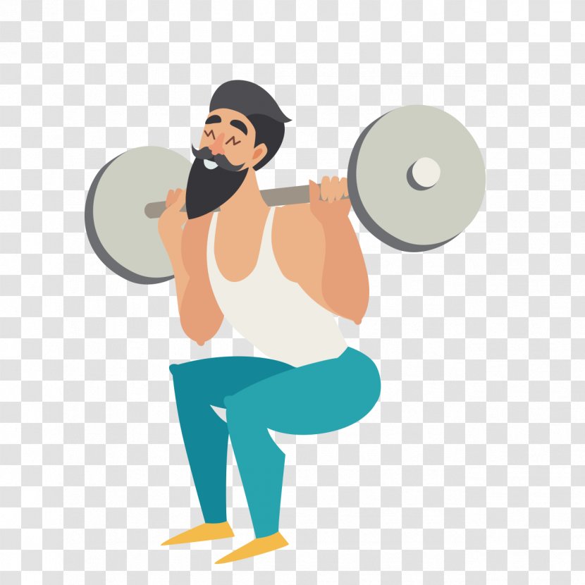 Vector Graphics Fitness Centre Exercise Squat Physical - Royaltyfree - Cartoon Weight Lifting Transparent PNG