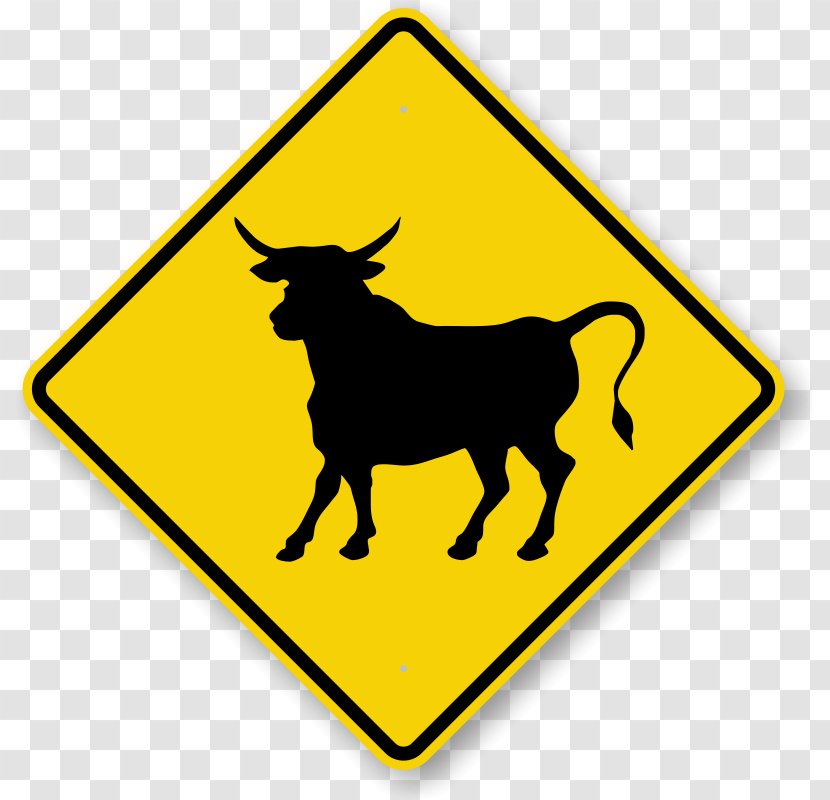 Cattle Open Range Warning Sign Road - Traffic - Bull Graphic Transparent PNG