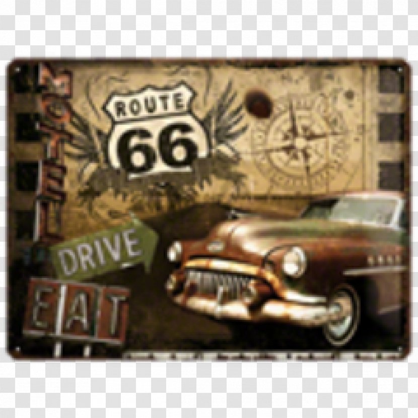 U.S. Route 66 In Arizona Car Road Trip Retro Style - Vintage Transparent PNG