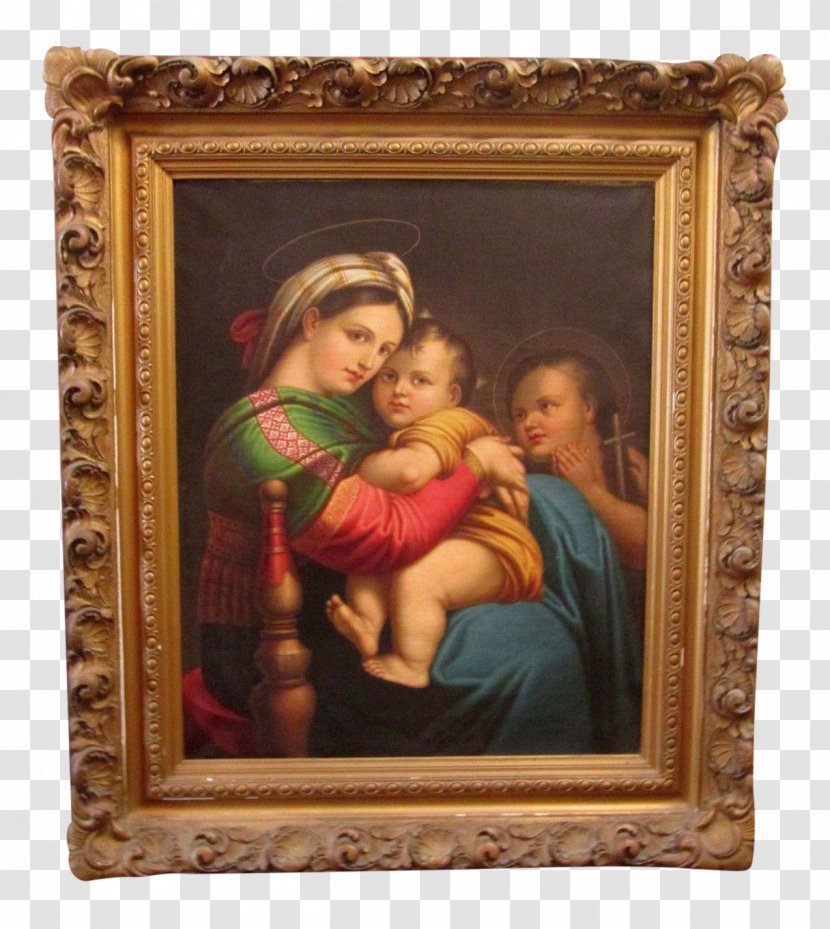 Oil Painting Madonna Della Seggiola Canvas Transparent PNG