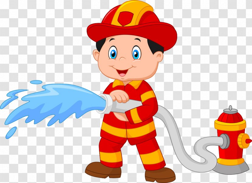 Firefighter Cartoon Royalty-free Clip Art - Stock Photography - Fireman Holding A Picture Of Hose Transparent PNG