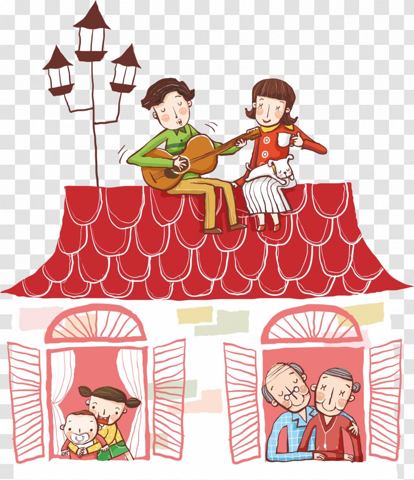 Child Cartoon Illustration - Christmas Decoration - Happy Family Transparent PNG