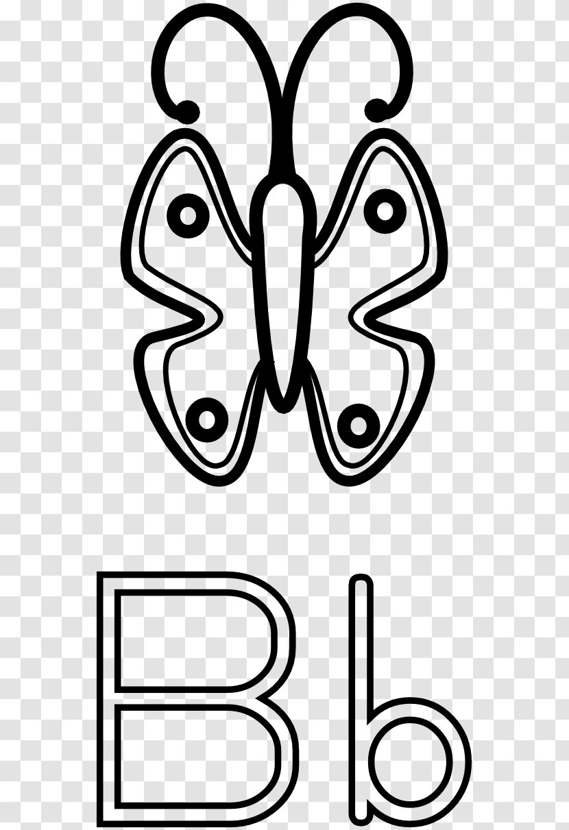Butterfly Coloring Book Letter Child - Visual Arts - Pictures Black And White Transparent PNG