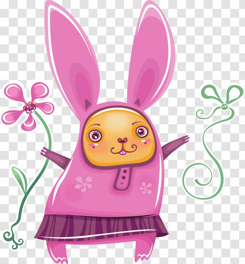 Easter Bunny Rabbit New Year Clip Art - Christmas - Pink Cartoon Transparent PNG