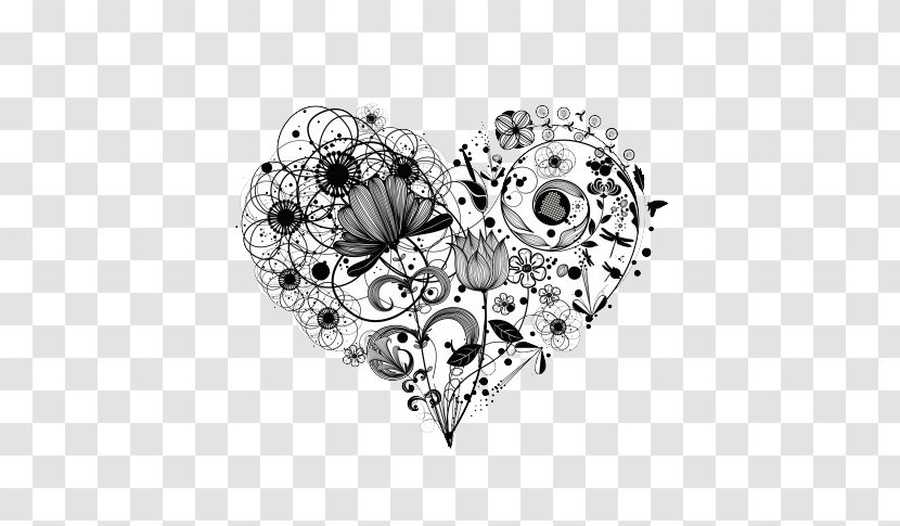 Heart Flower Drawing - Valentine S Day - Flowers And Leaves Transparent PNG