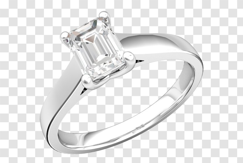 Engagement Ring Solitaire Wedding Diamond - Cartoon - Emerald Settings Transparent PNG