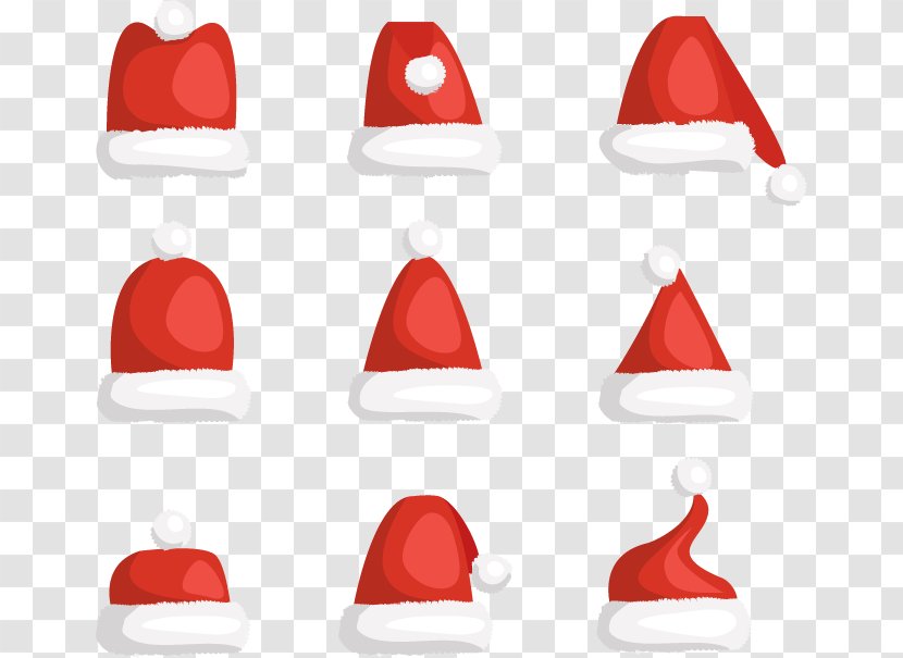 Christmas Santa Claus - Flat Design - 9 Lovely Hats Transparent PNG