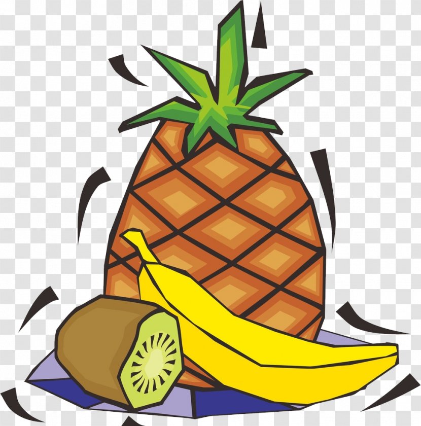 Pineapple Kiwifruit Slice Clip Art - Bromeliaceae - Cartoon Banana Kiwi Transparent PNG