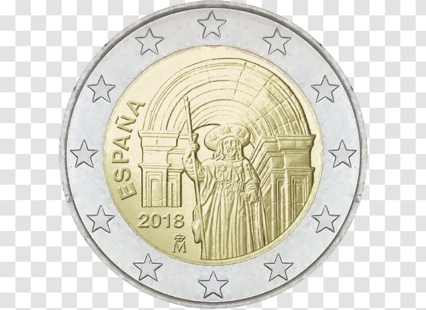 Santiago De Compostela 2 Euro Coin Coins Commemorative Transparent PNG