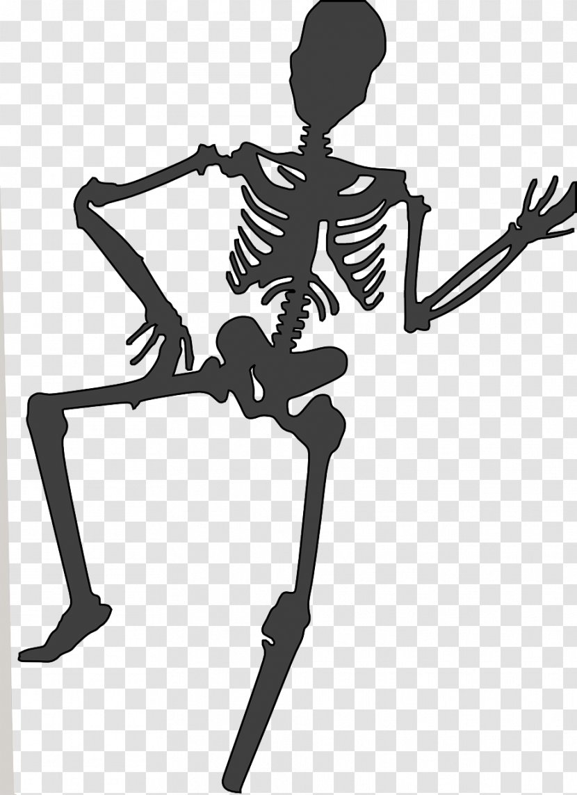 Human Skeleton Dance Drawing Clip Art - Black And White Transparent PNG
