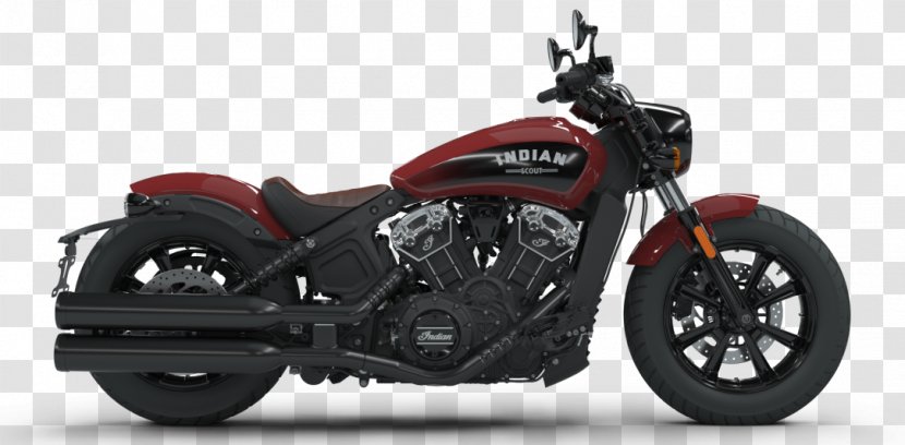 Indian Scout Bobber Motorcycle V-twin Engine - Automotive Wheel System - Black And Red Transparent PNG