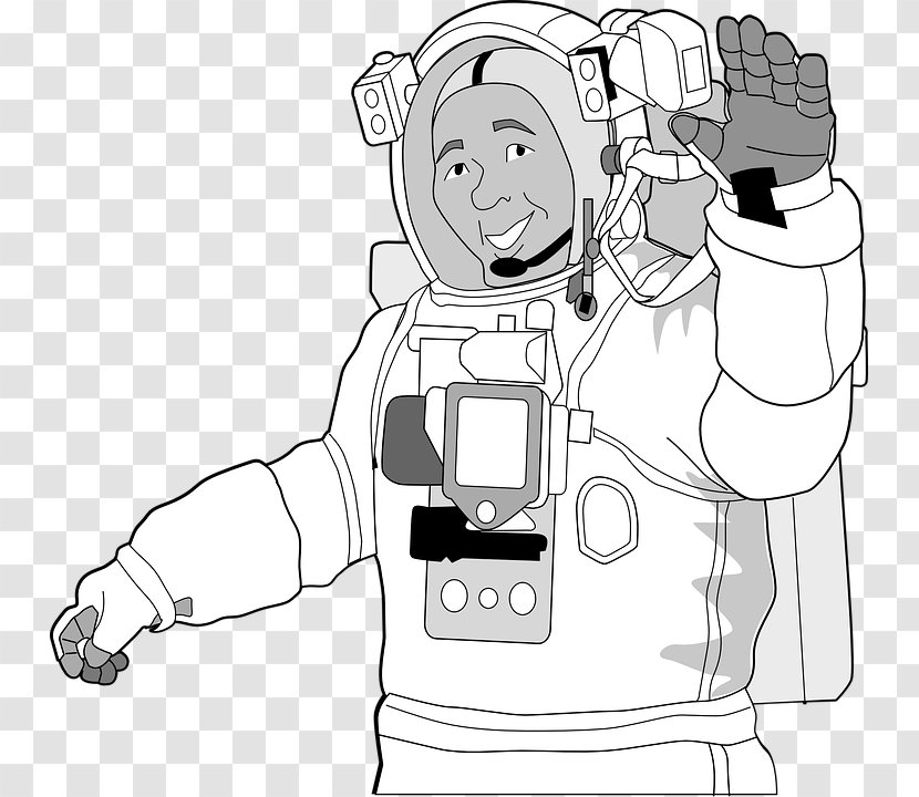 International Space Station Astronaut Suit Clip Art - Black And White Transparent PNG