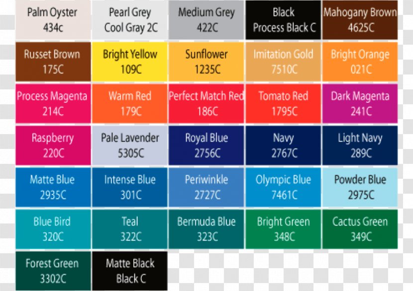 Pantone Color Scheme Chart Tints And Shades - Material - Panton Transparent PNG