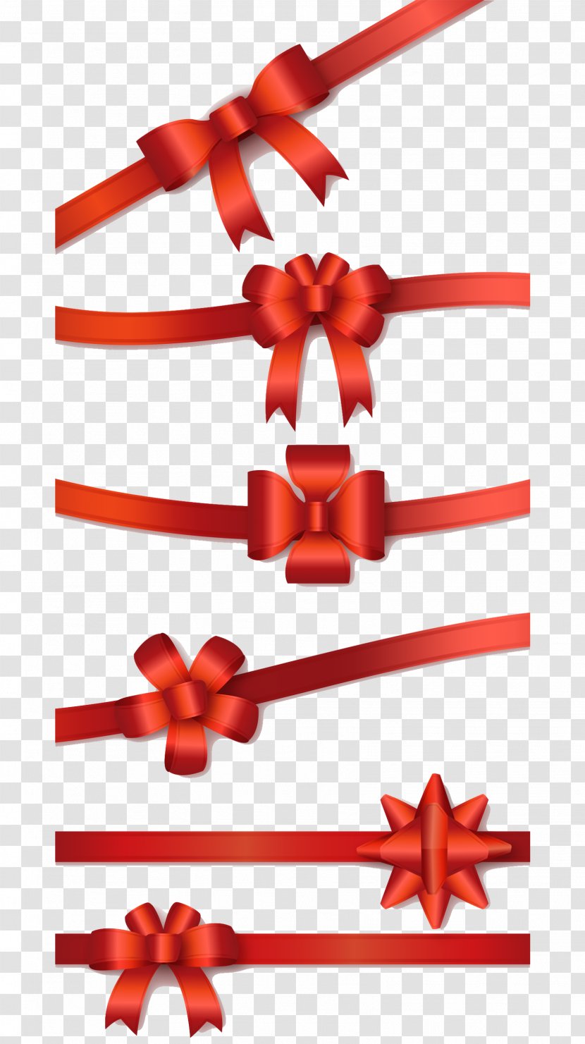 Euclidean Vector Download - Gift - 6 Red Ribbon Bow Transparent PNG