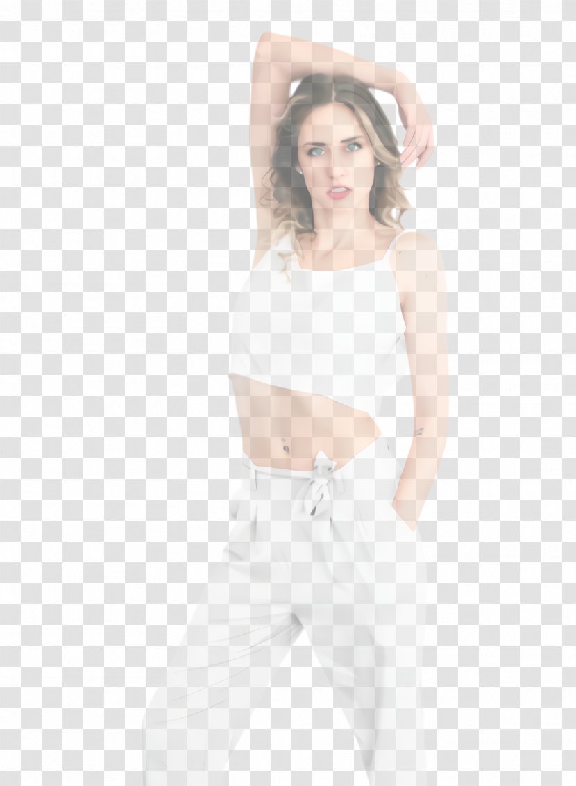 White Clothing Waist Shoulder Standing - Crop Top - Beige Transparent PNG