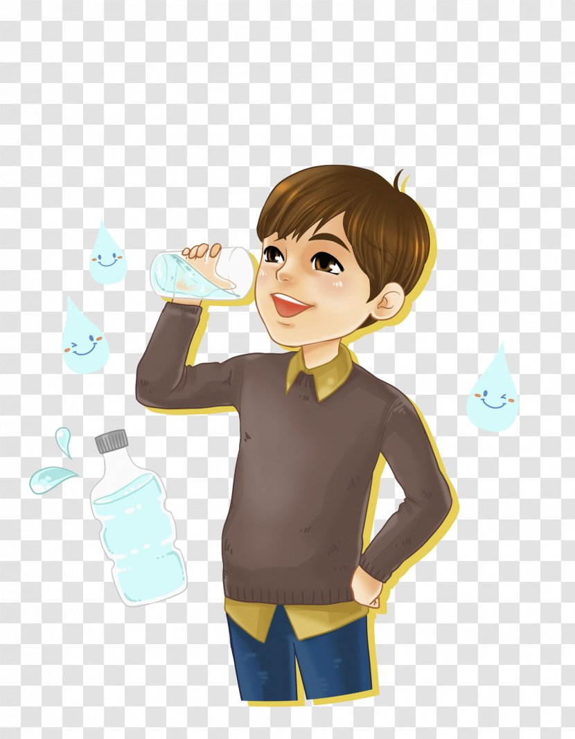 Boy Drink Water - Frame - Cartoon Transparent PNG