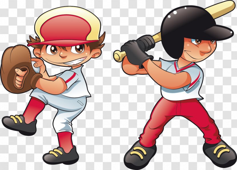 Baseball Field Batting Helmet - Male - Vector Hand-drawn Cartoon Characters Playing Transparent PNG