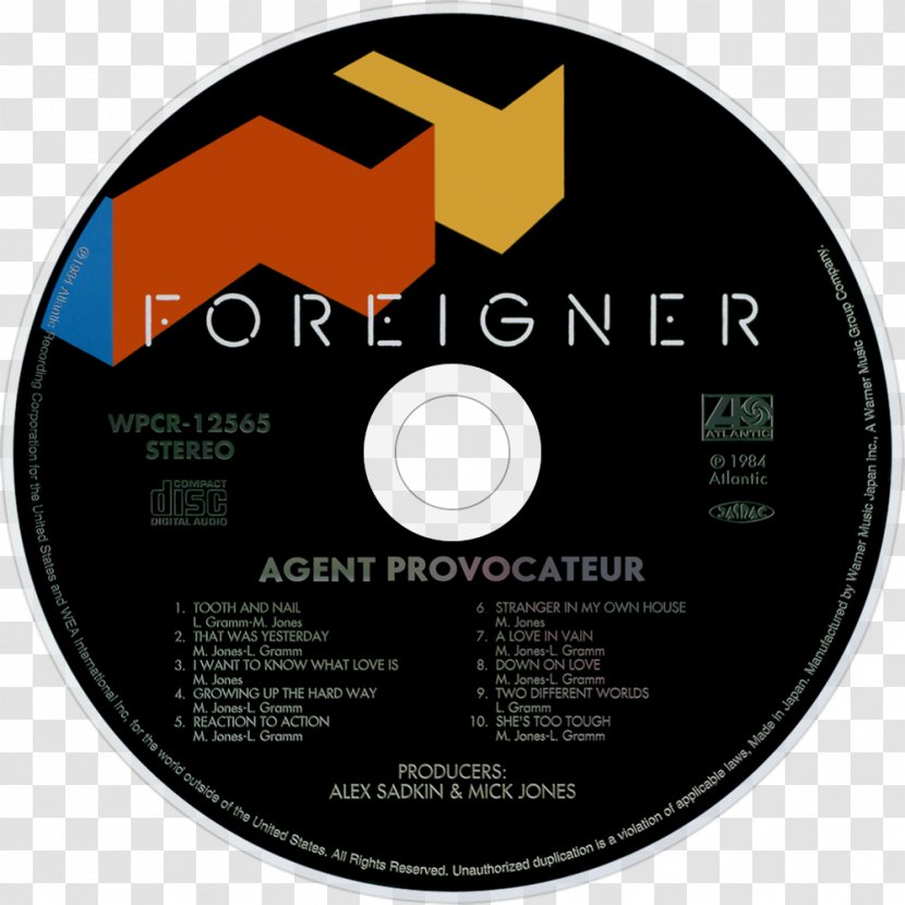 Compact Disc Agent Provocateur Album Phonograph Record LP - Brand - Foreigner Transparent PNG
