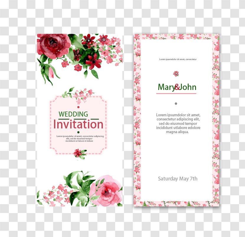 Wedding Invitation Watercolor Painting Flower - Pattern - Invitations Transparent PNG