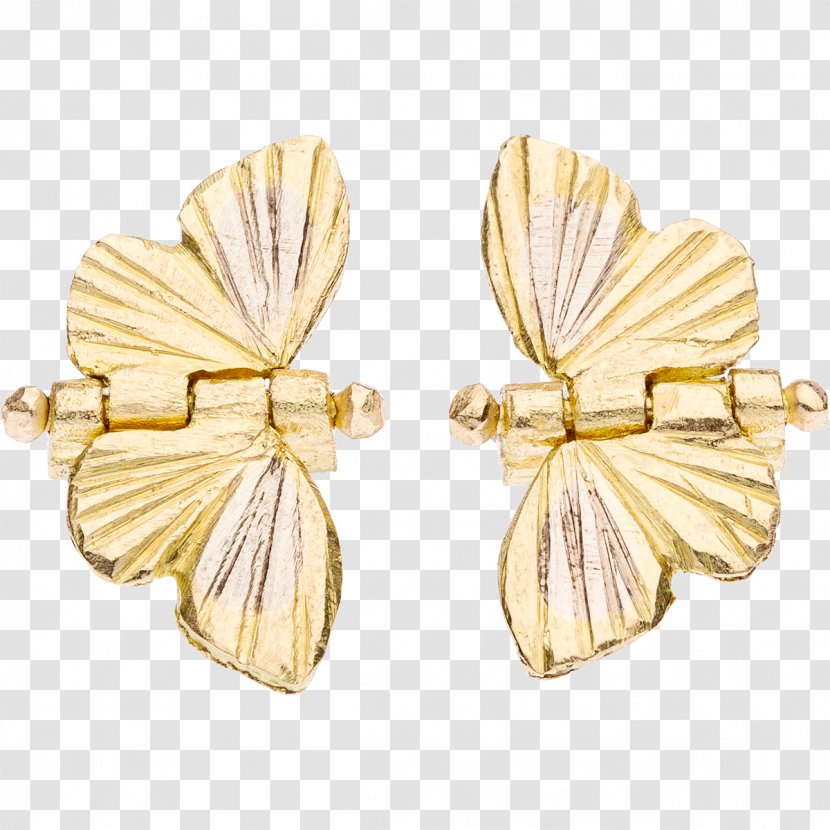 Earring Monarch Butterfly Migration Animal Gold White - Yellow Transparent PNG