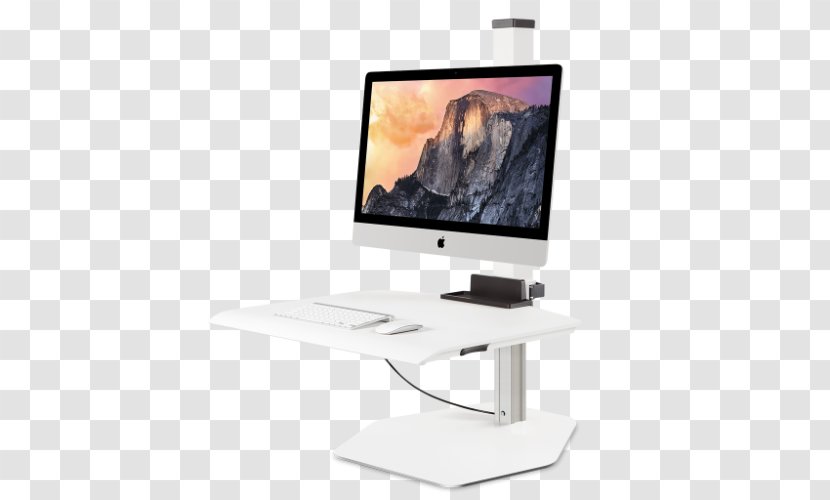 Flat Display Mounting Interface Sit-stand Desk Monitor Mount Standing IMac - Apple Displays - Imac Transparent PNG