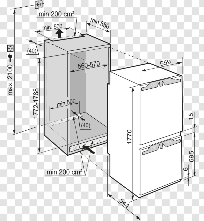 Liebherr ICUN 3324 Comfort Refrigator Right Refrigerator Group - Icun Transparent PNG