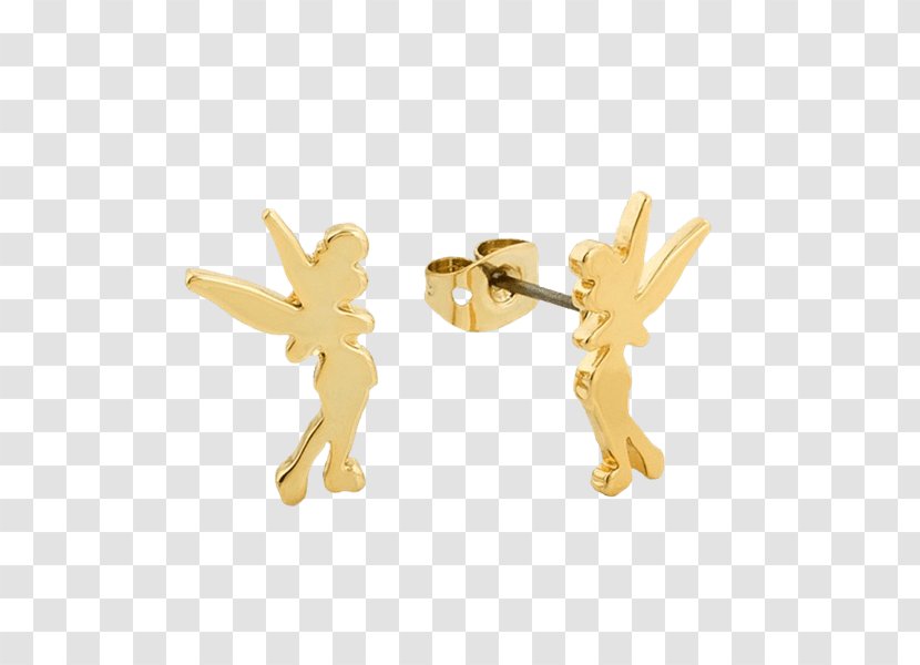 Earring Tinker Bell Gold Plating The Walt Disney Company - Tinkerbell Silhouette Transparent PNG