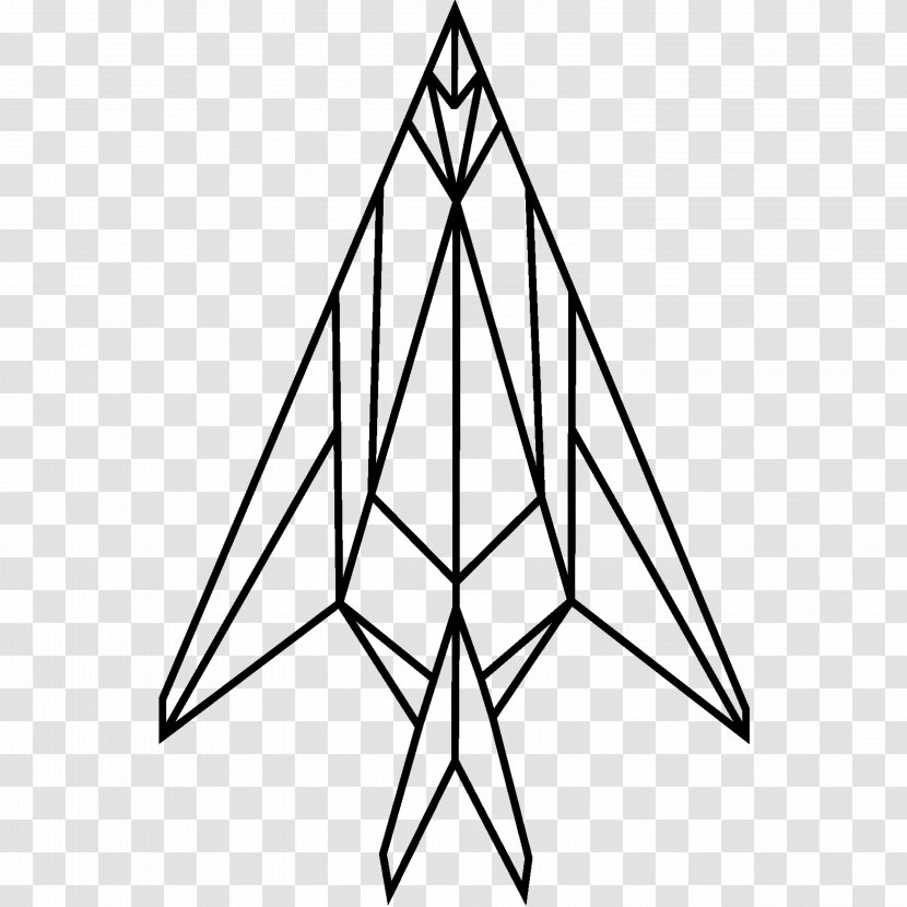 Triangle Point Black & White - M Line Art Transparent PNG