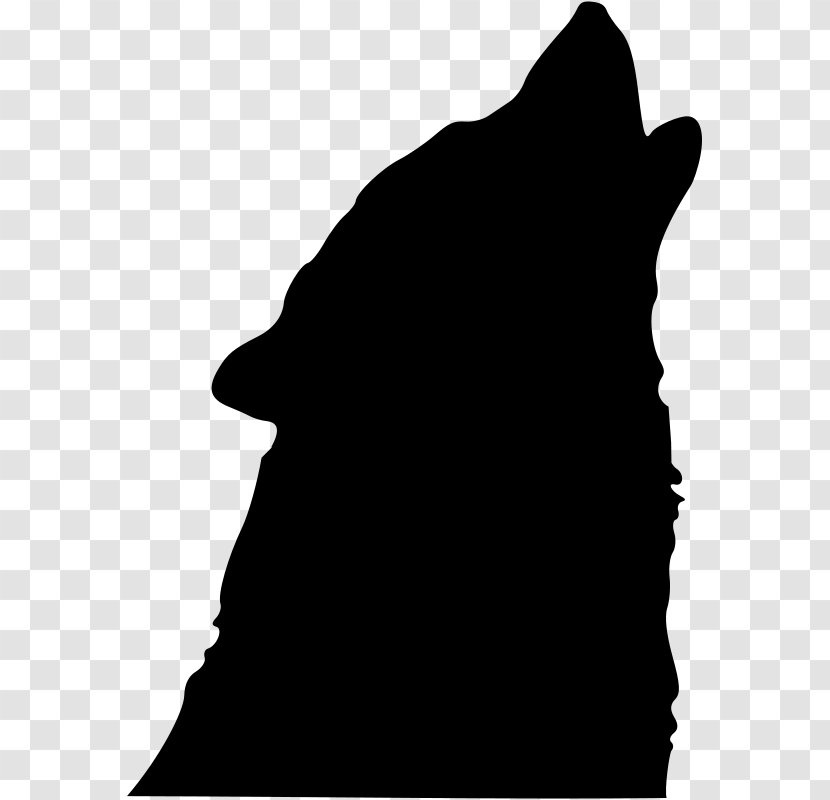 Gray Wolf Silhouette Clip Art - Black And White Transparent PNG