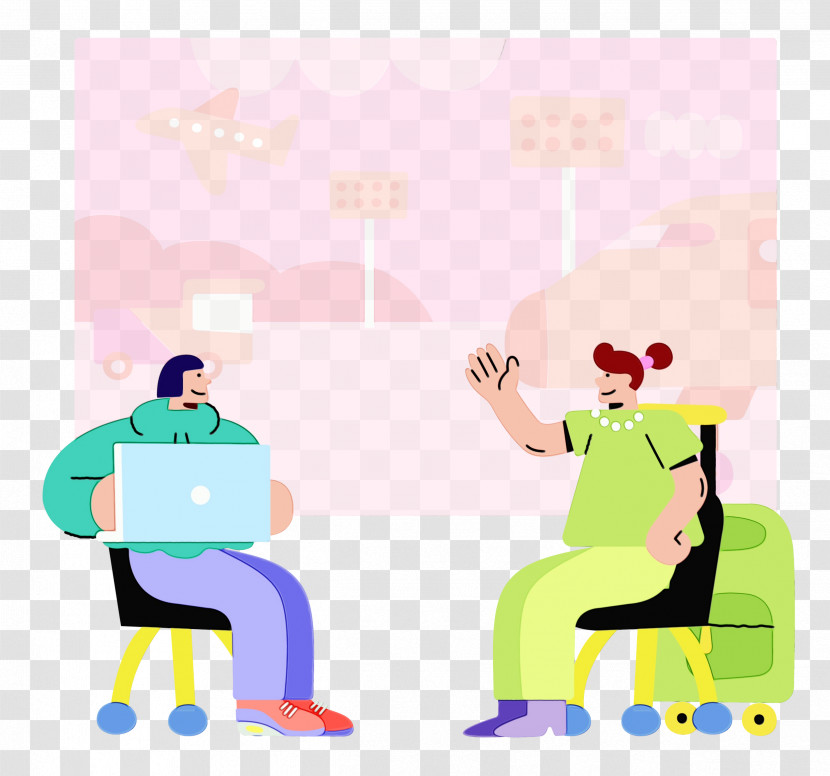 Cartoon Chair Sitting Conversation Meter Transparent PNG