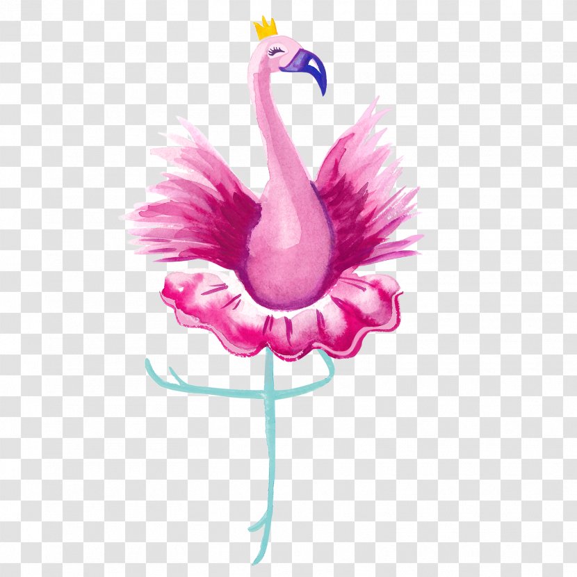 Vertebrate Ballet Dancer Bird Flamingo - Petal - Feather Watercolor Transparent PNG