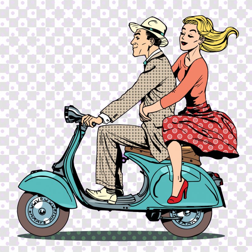 Scooter Motorcycle Cartoon - Vespa - Lovers Transparent PNG