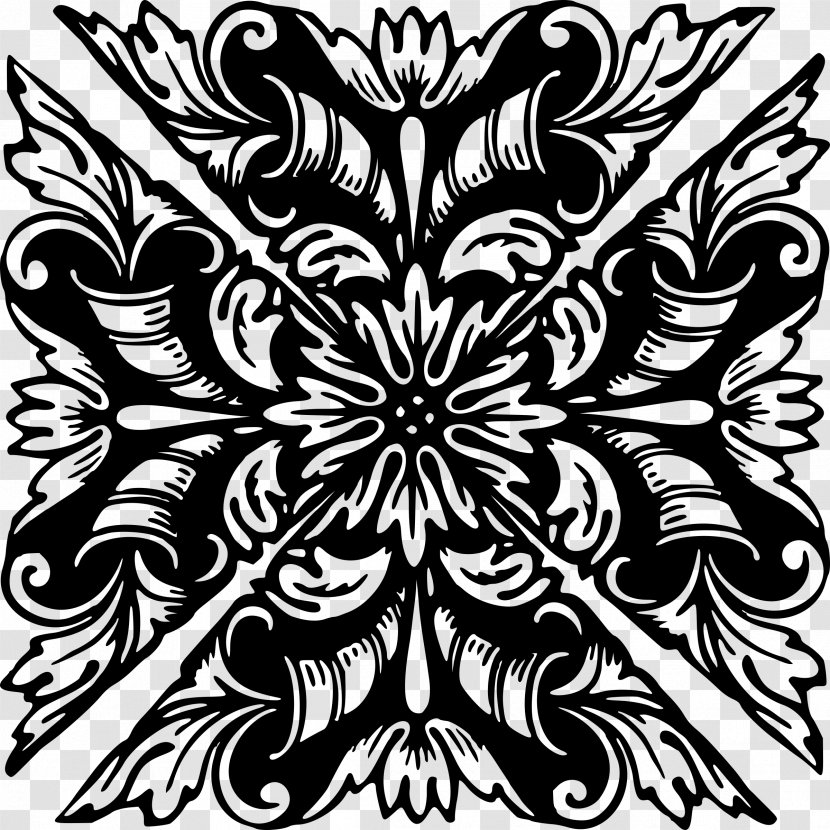 Floral Design Monochrome Drawing - Art Transparent PNG