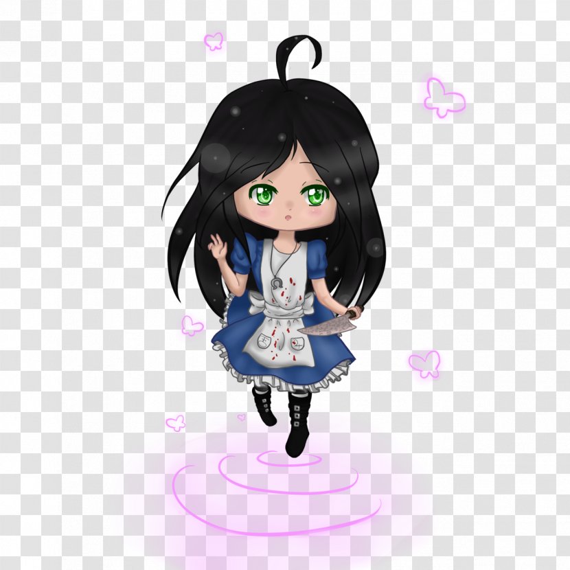Doll Black Hair Figurine Cartoon Character - Tree - Alice Dress Transparent PNG