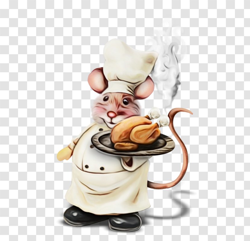 Cook Cartoon Chef Mouse - Wet Ink Transparent PNG
