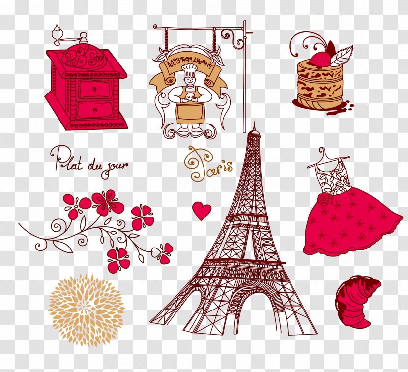 Tilt Vintage Paris 4th Drawing - Red Parisian Style Transparent PNG