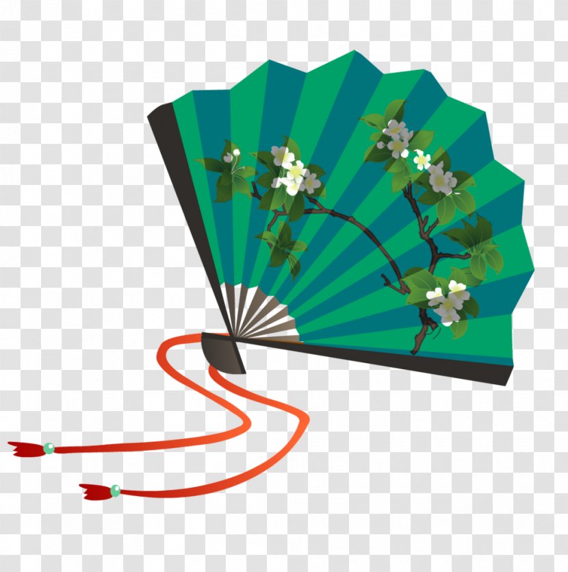 Hand Fan Graphic Design Clip Art - Designer - Blue Flower Transparent PNG