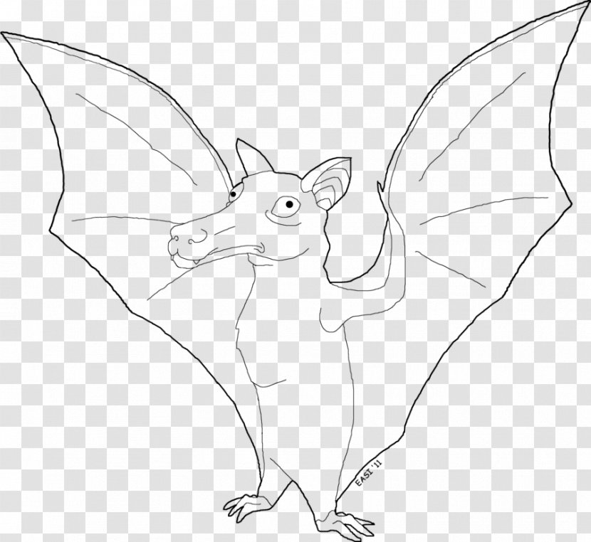 Line Art Drawing Wildlife Cartoon /m/02csf - Legendary Creature - Peters's Epauletted Fruit Bat Transparent PNG