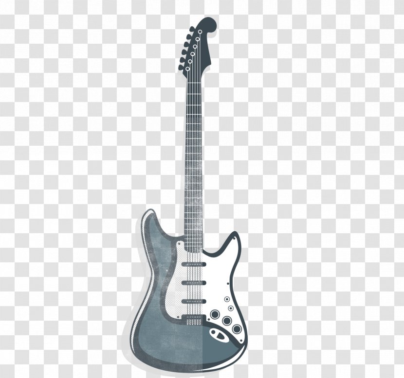 Electric Guitar Black And White Acoustic Clip Art - Musical Instrument Transparent PNG