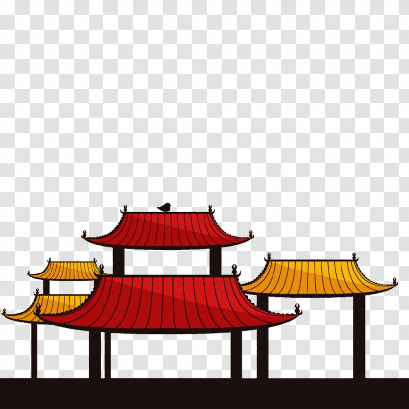 Japan China Illustration - Orange - Red House Animation Transparent PNG
