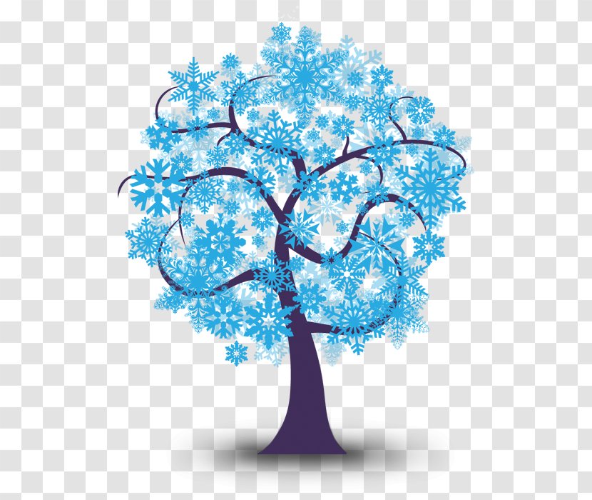 Northern Hemisphere Southern Winter Solstice - Summer - Creative Hand-painted Blue Tree Transparent PNG