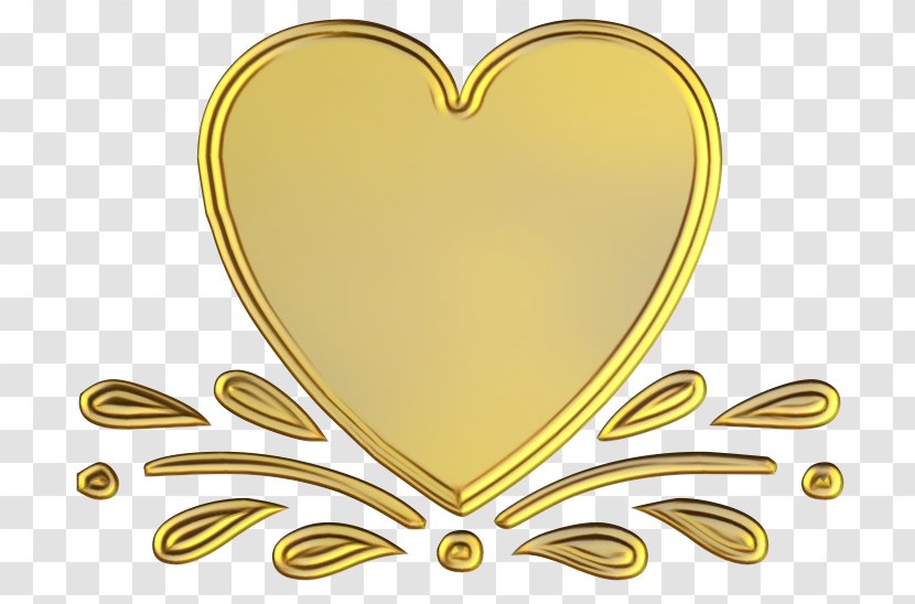 Yellow Heart Love - Wet Ink Transparent PNG