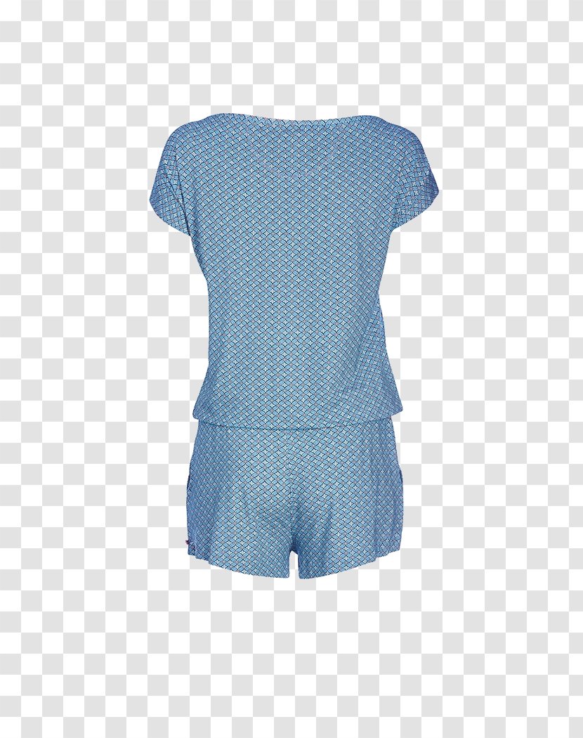 Sleeve Polka Dot Shoulder Blouse Dress - Blue Geometric Transparent PNG